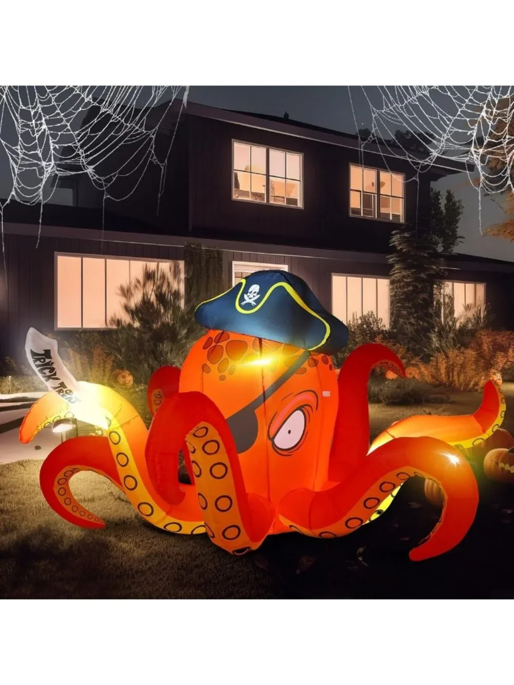 Giant 7.2 ft Lighted Halloween Inflatable Pirate Octopus for Outdoor Decor
